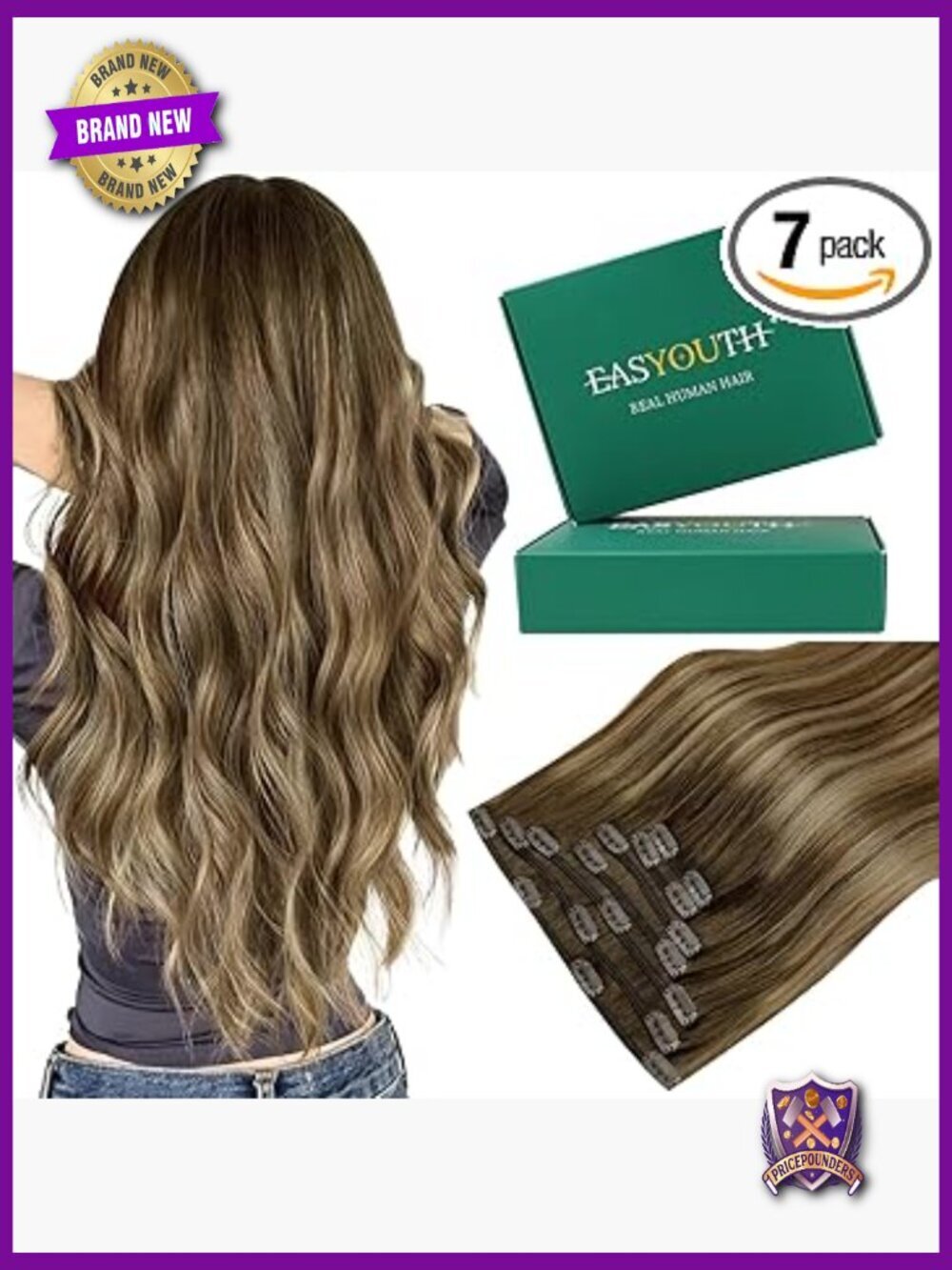 Clip in Hair Extensions Human Hair Balayage 14In 85g 7pcs Remy